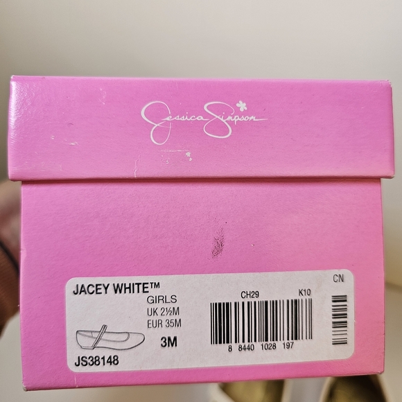 Jessica Simpson white sparkle manmade ballerina flats girls size 3M US - Picture 7 of 7